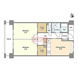 アーバンライフ目白駅前1号棟 2DKの間取図画像
