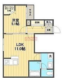 KUT 1LDKの間取図画像
