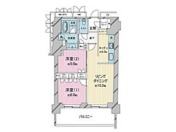 ジオ御苑内藤町 2LDKの間取図画像