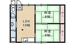 小浜ハイツ 2LDKの間取図画像