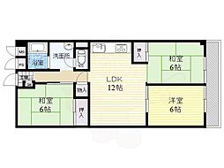 宝塚ビューハイツ 3LDKの間取図画像