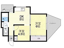 長楽園第2マンション 2DKの間取図画像