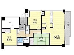 ラ・ビスタサウステラス2番館 3LDKの間取図画像