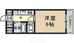 カレント宝塚 1Kの間取図画像