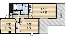 メゾンボヌール 2LDKの間取図画像