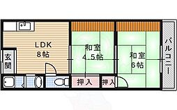 清雅荘 2LDKの間取図画像