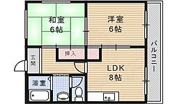 サンライズ宝塚 2LDKの間取図画像