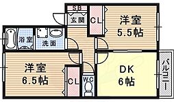 紅葉ガ丘フォーテック2 2DKの間取図画像