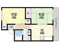 メゾン・ド・ソレイユ 2DKの間取図画像