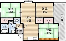 武庫リバーハイツ西野 3LDKの間取図画像