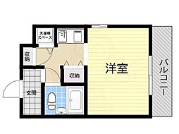 瑠璃甲東園 ワンルームの間取図画像