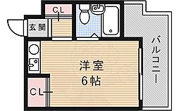 シャンブル・ド甲東園 ワンルームの間取図画像