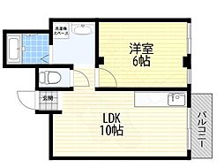 カースル仁川 1LDKの間取図画像