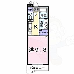 ランデュール逆瀬川 1Kの間取図画像