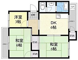 宝塚安倉第3団地5号棟 3DKの間取図画像