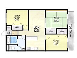 カワモヒル 3LDKの間取図画像