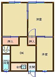 大黒ハイツ 3DKの間取図画像