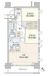 アトラス築地 2LDKの間取図画像