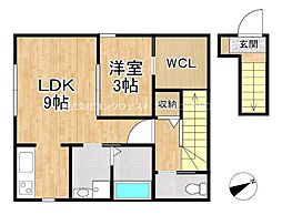 エクラス水口本町 2階1LDKの間取り