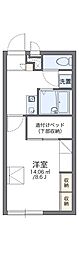 レオパレス赤坂 2階1Kの間取り