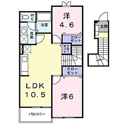 ラフレシ−ル 2階2LDKの間取り