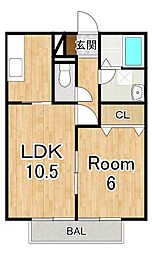 コージーコート 1LDKの間取図画像