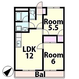 エスポワール21 2LDKの間取図画像