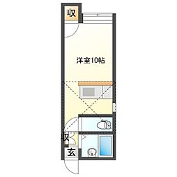 アパートメント・エコルセA ワンルームの間取図画像