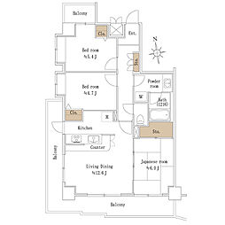 クレッセント新川崎3 3LDKの間取図画像