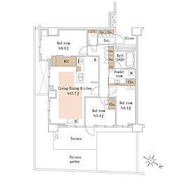 プラウド目黒東が丘 3LDKの間取図画像