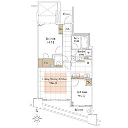 アールブラン大井町ミュゼ 2LDKの間取図画像