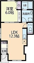 Gracieux 城北 1階1LDKの間取り