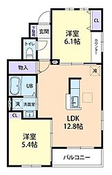 Histoire（イストワール）　I 1階2LDKの間取り