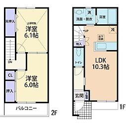 Vivace（ヴィヴァーチェ） 2階2LDKの間取り