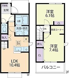 7/15(仮称)登米市中田町テラスハウス A 2LDKの間取図画像