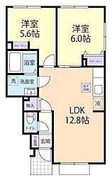 7/15(仮称)登米市中田町テラスハウス B 2LDKの間取図画像