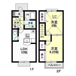 姫の杜 2LDKの間取図画像