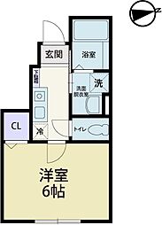 グランディール 1Kの間取図画像