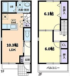 パークサイド並木 2LDKの間取図画像