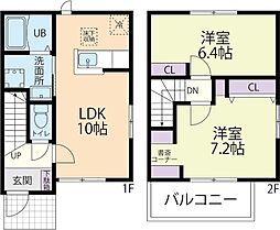 10/1(仮称)相馬郡新地町中島テラスハウスA 2LDKの間取図画像