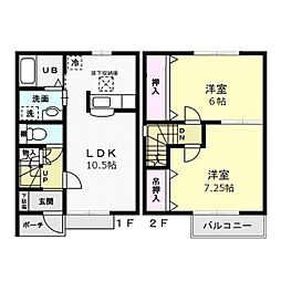 カーサ・アンジェロ 2LDKの間取図画像