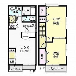 プランドール・ポラリスB 2LDKの間取図画像