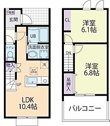 コンフォールB棟 2LDKの間取図画像