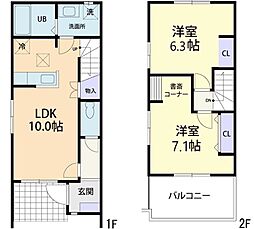11/15(仮称)鴻巣市屈巣テラスハウス B 2LDKの間取図画像