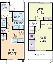 ドゥーソレイユ 2LDKの間取図画像