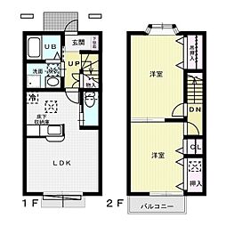 プラシードA 2LDKの間取図画像