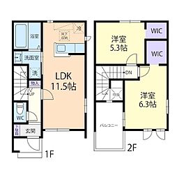 12/1(仮称)伊勢崎市三室町テラスハウス A 2LDKの間取図画像