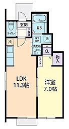 12/1(仮称)栃木市箱森町1LDK 1LDKの間取図画像