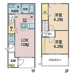 エタージュ 2LDKの間取図画像