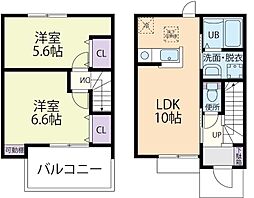 ポポラーレI 2LDKの間取図画像
